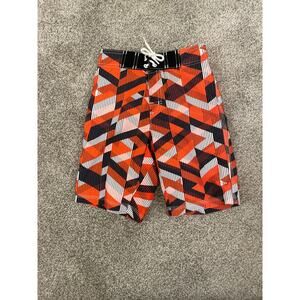 Gymboree Boy Geometric Pattern Orange Swim Trunk Board Shorts, 5-6